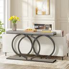 Console 55", motif triple boucle, frêne de plante / blanc et or