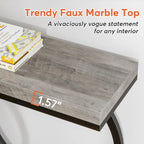 Console 55", motif triple boucle, frêne de plante / blanc et or