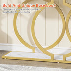 Console 55", motif triple boucle, frêne de plante / blanc et or
