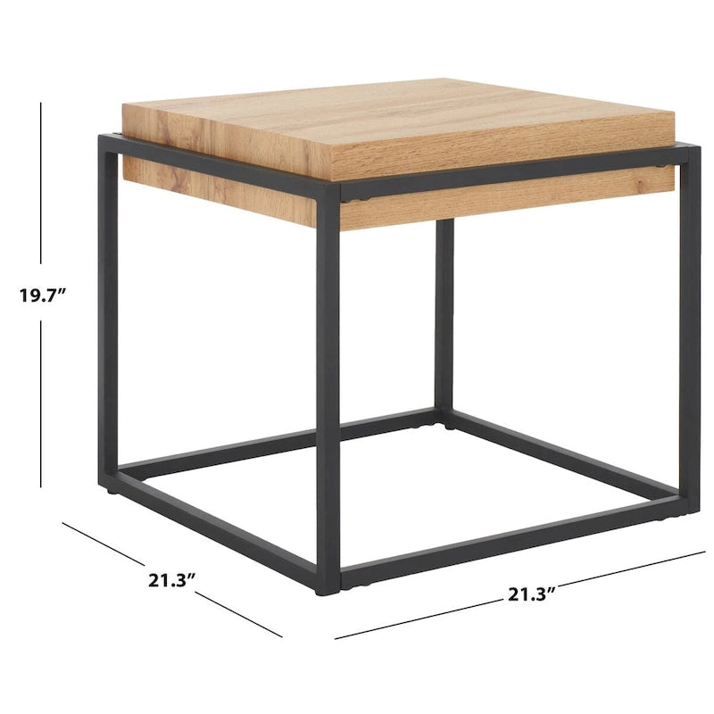 Table d'appoint noire et naturelle, 21"L x 21"P x 20"H