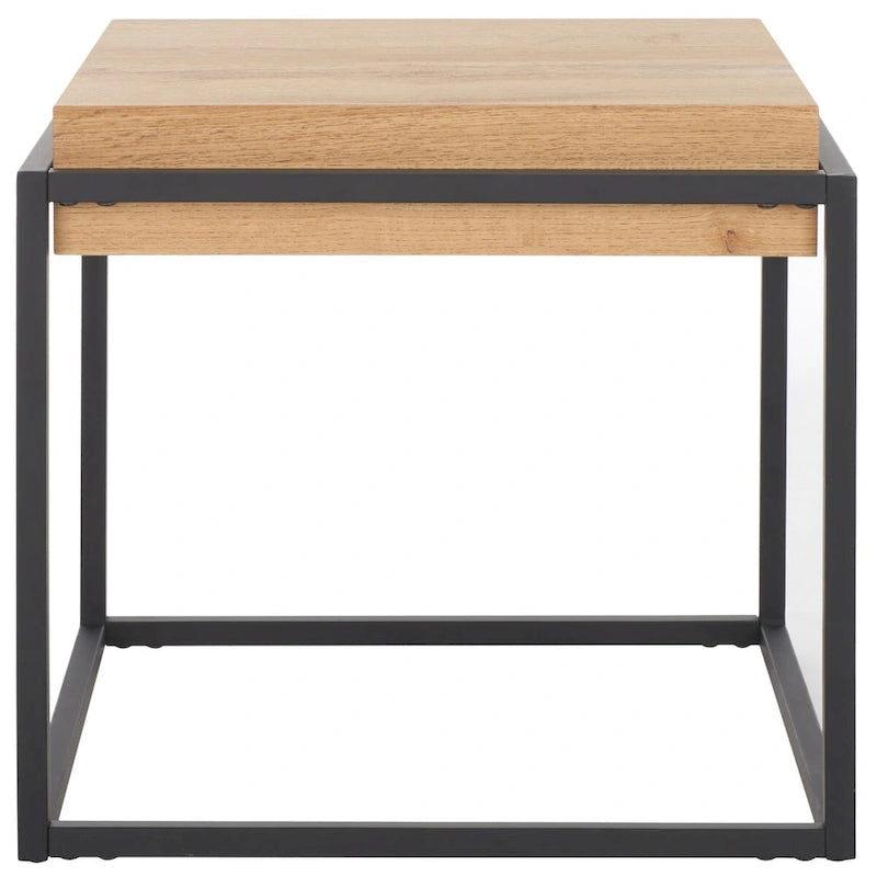 Table d'appoint noire et naturelle, 21"L x 21"P x 20"H