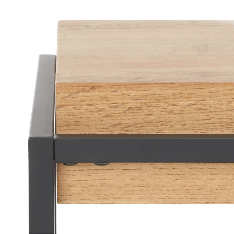 Table d'appoint noire et naturelle, 21"L x 21"P x 20"H