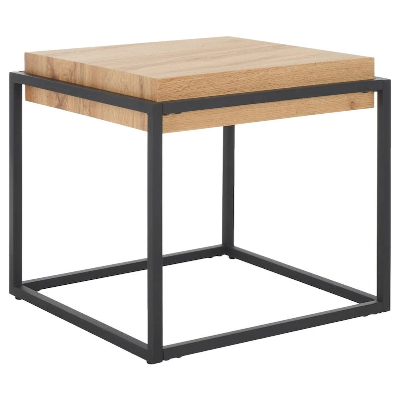 Table d'appoint noire et naturelle, 21"L x 21"P x 20"H
