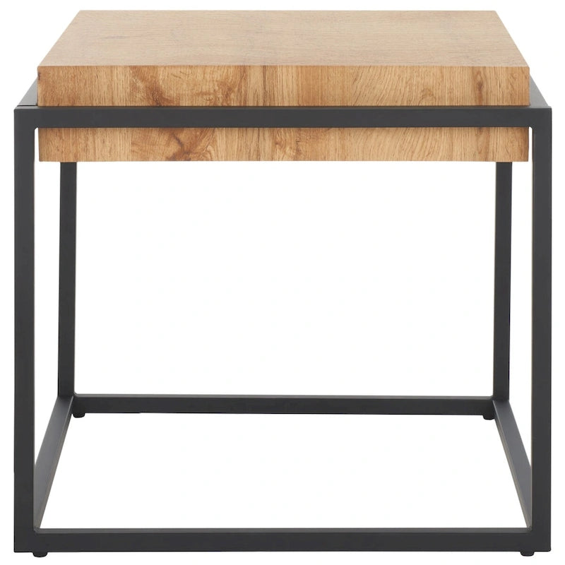 Table d'appoint noire et naturelle, 21"L x 21"P x 20"H
