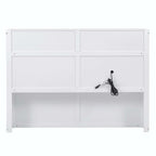 Lit plateforme queen gris/blanc avec tête de lit et rangement LED, 2 personnes