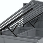 Lit plateforme queen gris/blanc avec tête de lit et rangement LED, 2 personnes