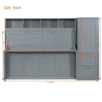 Lit mural escamotable Queen gris/blanc avec placard et 2 tiroirs, 1 personne