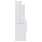Lit mural escamotable Queen gris/blanc avec placard et 2 tiroirs, 1 personne