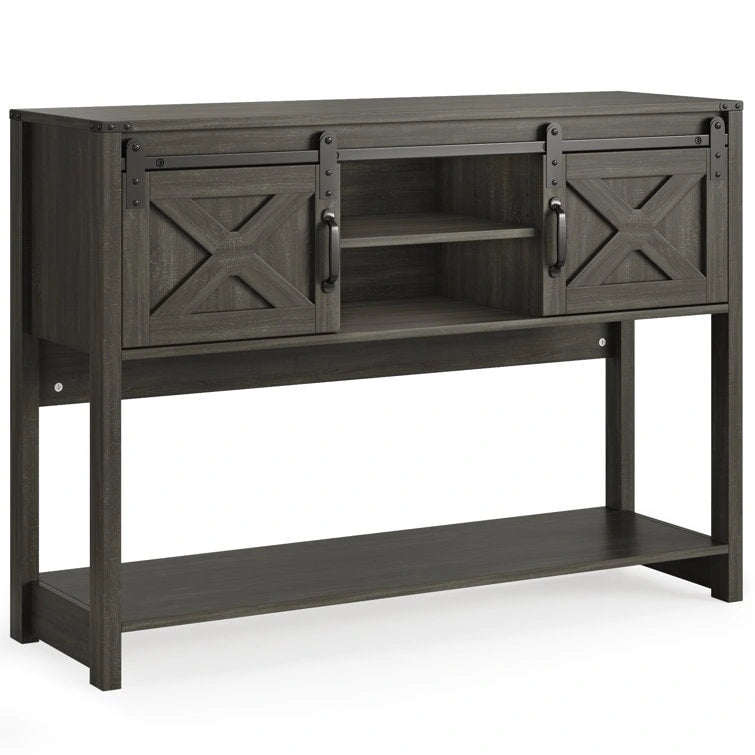 Table console 46" avec portes coulissantes façon grange – Vert / Ivoire / Blanc / Gris