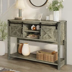 Table console 46" avec portes coulissantes façon grange – Vert / Ivoire / Blanc / Gris