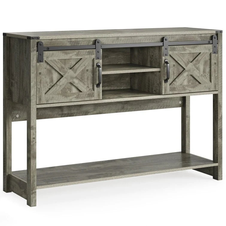 Table console 46" avec portes coulissantes façon grange – Vert / Ivoire / Blanc / Gris