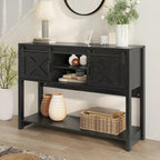 Table console 46" avec portes coulissantes façon grange – Vert / Ivoire / Blanc / Gris