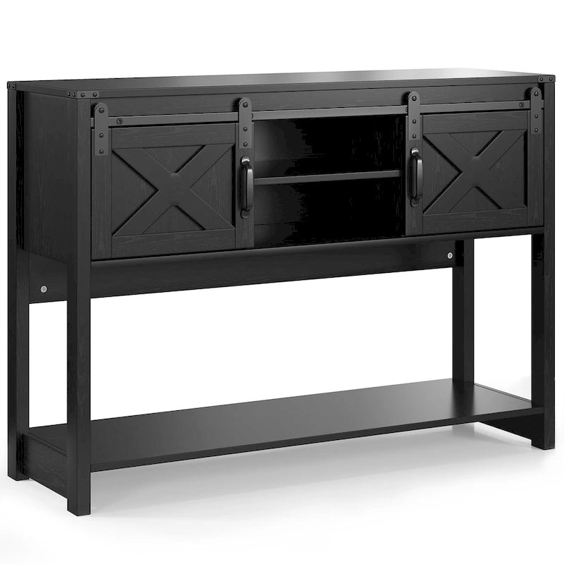 Table console 46" avec portes coulissantes façon grange – Vert / Ivoire / Blanc / Gris