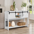 Table console 46" avec portes coulissantes façon grange – Vert / Ivoire / Blanc / Gris