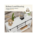 Table console 46" avec portes coulissantes façon grange – Vert / Ivoire / Blanc / Gris