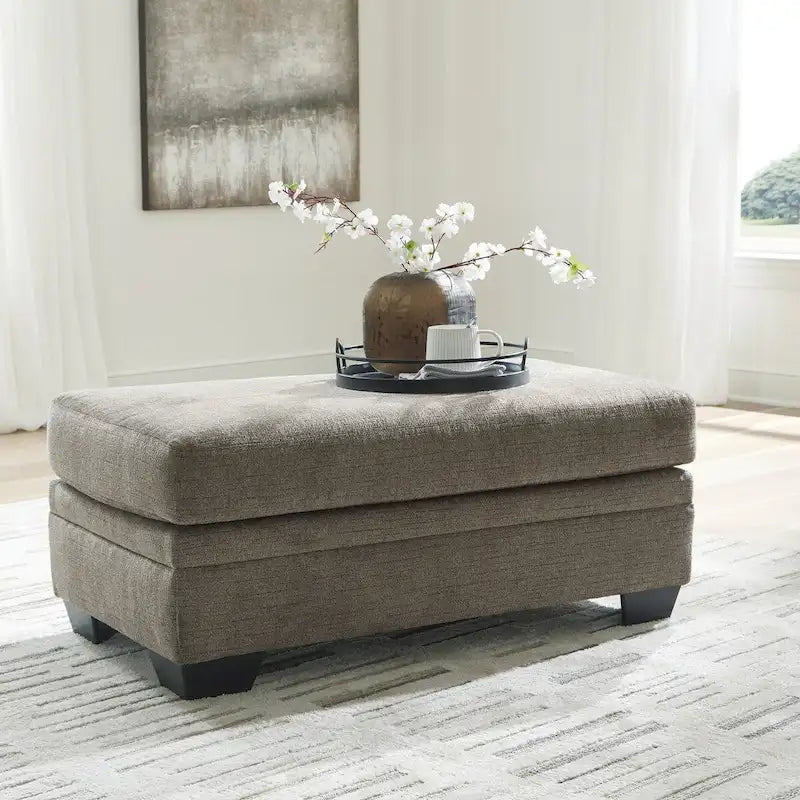 Pouf rembourré, Polyester, Taupe / Muscade, 1 place
