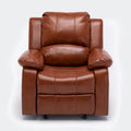 Fauteuil inclinable planeur – Gel cuir, Siège individuel (Marron / Ivoire / Bleu marine)