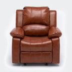 Fauteuil inclinable planeur – Gel cuir, Siège individuel (Marron / Ivoire / Bleu marine)