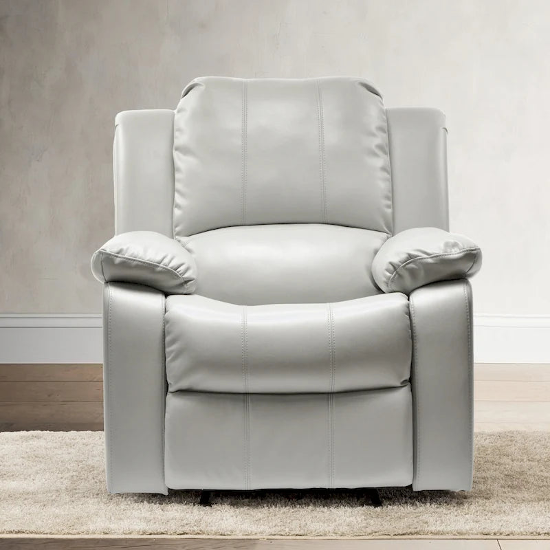 Fauteuil inclinable planeur – Gel cuir, Siège individuel (Marron / Ivoire / Bleu marine)