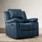 Fauteuil inclinable planeur – Gel cuir, Siège individuel (Marron / Ivoire / Bleu marine)