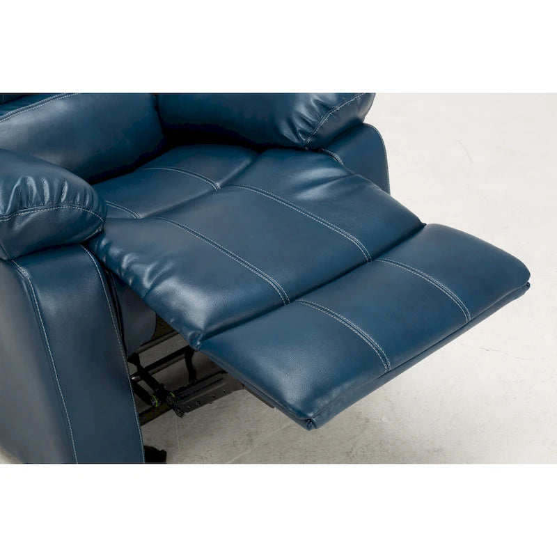 Fauteuil inclinable planeur – Gel cuir, Siège individuel (Marron / Ivoire / Bleu marine)