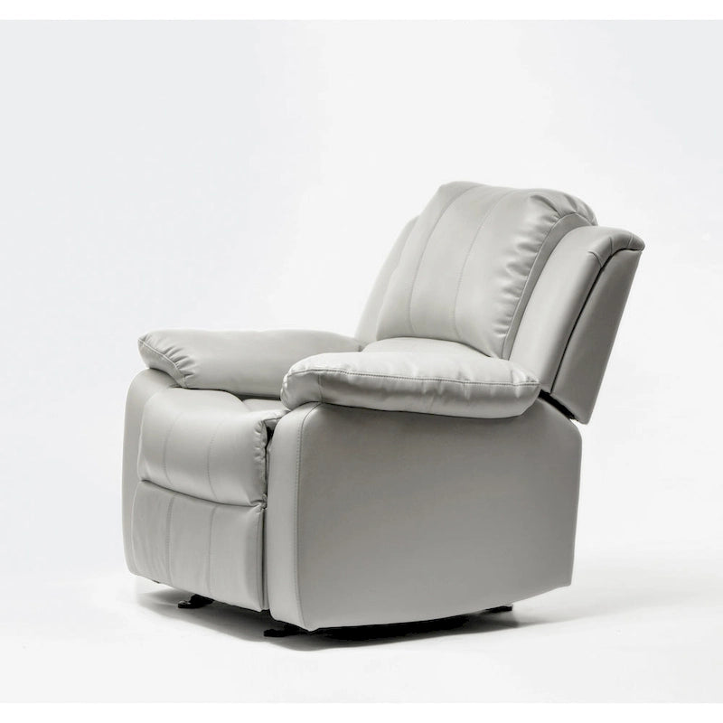 Fauteuil inclinable planeur – Gel cuir, Siège individuel (Marron / Ivoire / Bleu marine)