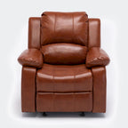 Fauteuil inclinable planeur – Gel cuir, Siège individuel (Marron / Ivoire / Bleu marine)