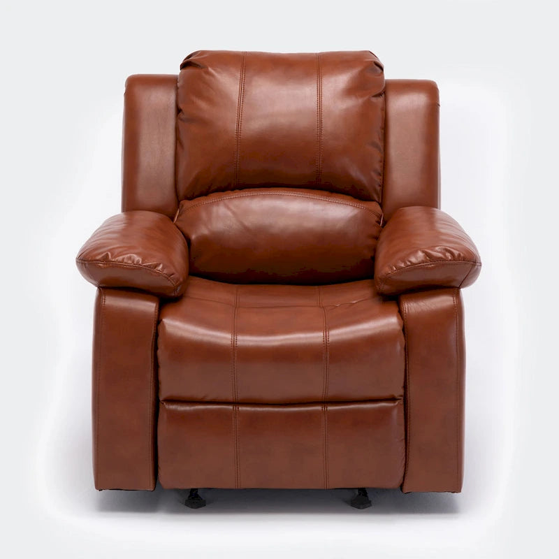 Fauteuil inclinable planeur – Gel cuir, Siège individuel (Marron / Ivoire / Bleu marine)