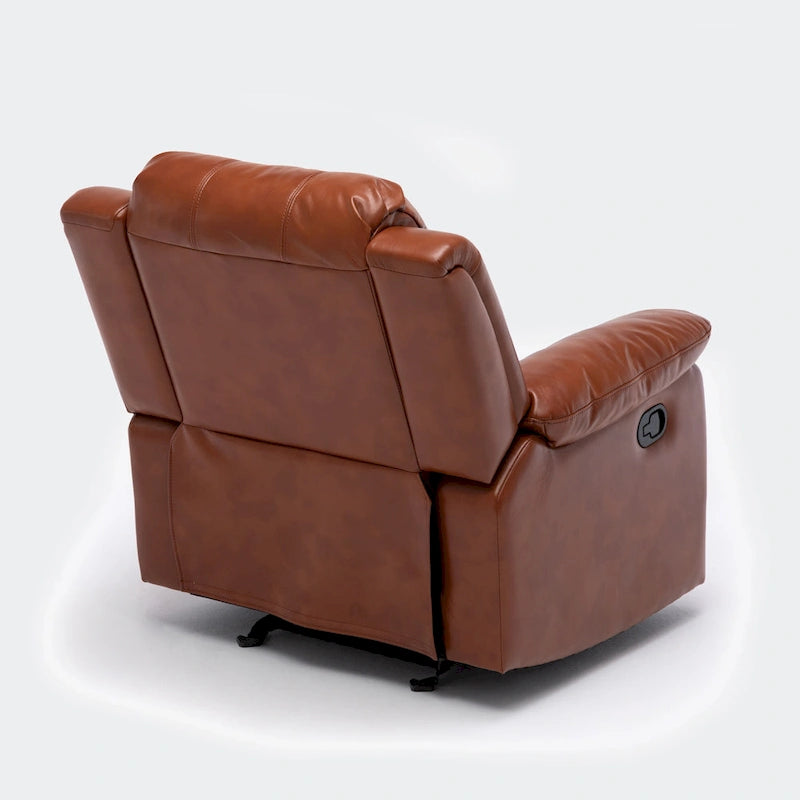 Fauteuil inclinable planeur – Gel cuir, Siège individuel (Marron / Ivoire / Bleu marine)