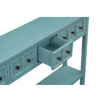 Console de 60 po avec 4 tiroirs et tablette, bleu/blanc