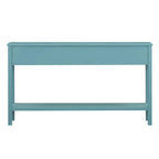 Console de 60 po avec 4 tiroirs et tablette, bleu/blanc
