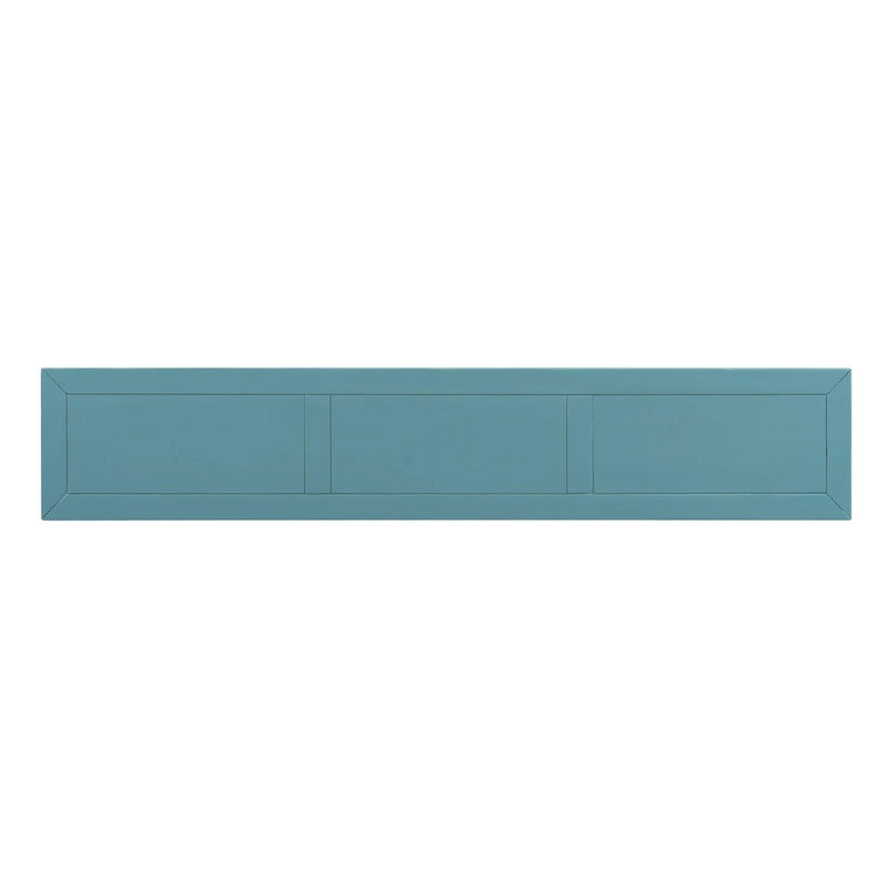 Console de 60 po avec 4 tiroirs et tablette, bleu/blanc