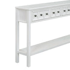 Console de 60 po avec 4 tiroirs et tablette, bleu/blanc