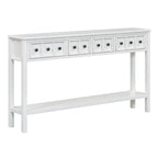 Console de 60 po avec 4 tiroirs et tablette, bleu/blanc