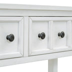 Console de 60 po avec 4 tiroirs et tablette, bleu/blanc