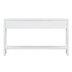 Console de 60 po avec 4 tiroirs et tablette, bleu/blanc