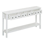 Console de 60 po avec 4 tiroirs et tablette, bleu/blanc