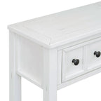 Console de 60 po avec 4 tiroirs et tablette, bleu/blanc