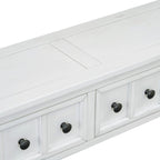 Console de 60 po avec 4 tiroirs et tablette, bleu/blanc