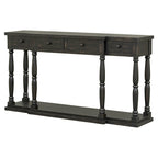 Console 4 tiroirs avec étagère inférieure | Noir vieilli / Bleu marine / Blanc vieilli