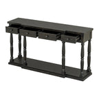 Console 4 tiroirs avec étagère inférieure | Noir vieilli / Bleu marine / Blanc vieilli