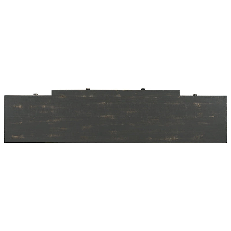 Console 4 tiroirs avec étagère inférieure | Noir vieilli / Bleu marine / Blanc vieilli