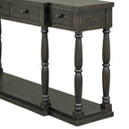 Console 4 tiroirs avec étagère inférieure | Noir vieilli / Bleu marine / Blanc vieilli