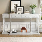 Console 4 tiroirs avec étagère inférieure | Noir vieilli / Bleu marine / Blanc vieilli