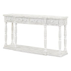 Console 4 tiroirs avec étagère inférieure | Noir vieilli / Bleu marine / Blanc vieilli