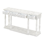 Console 4 tiroirs avec étagère inférieure | Noir vieilli / Bleu marine / Blanc vieilli