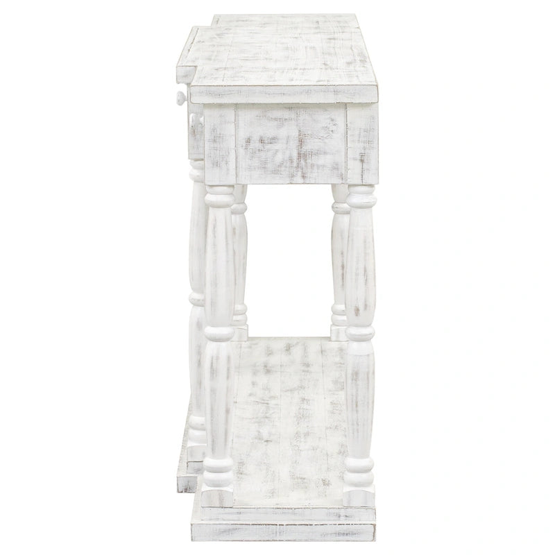 Console 4 tiroirs avec étagère inférieure | Noir vieilli / Bleu marine / Blanc vieilli