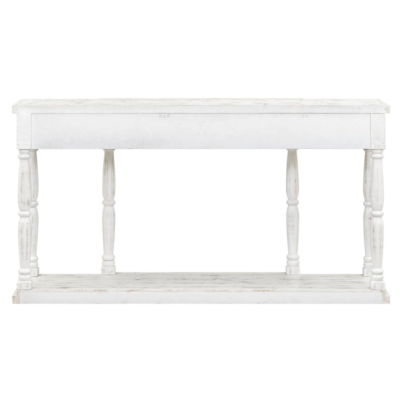 Console 4 tiroirs avec étagère inférieure | Noir vieilli / Bleu marine / Blanc vieilli