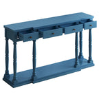 Console 4 tiroirs avec étagère inférieure | Noir vieilli / Bleu marine / Blanc vieilli