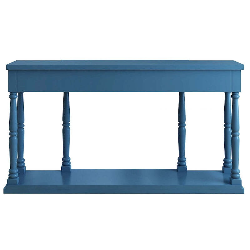 Console 4 tiroirs avec étagère inférieure | Noir vieilli / Bleu marine / Blanc vieilli